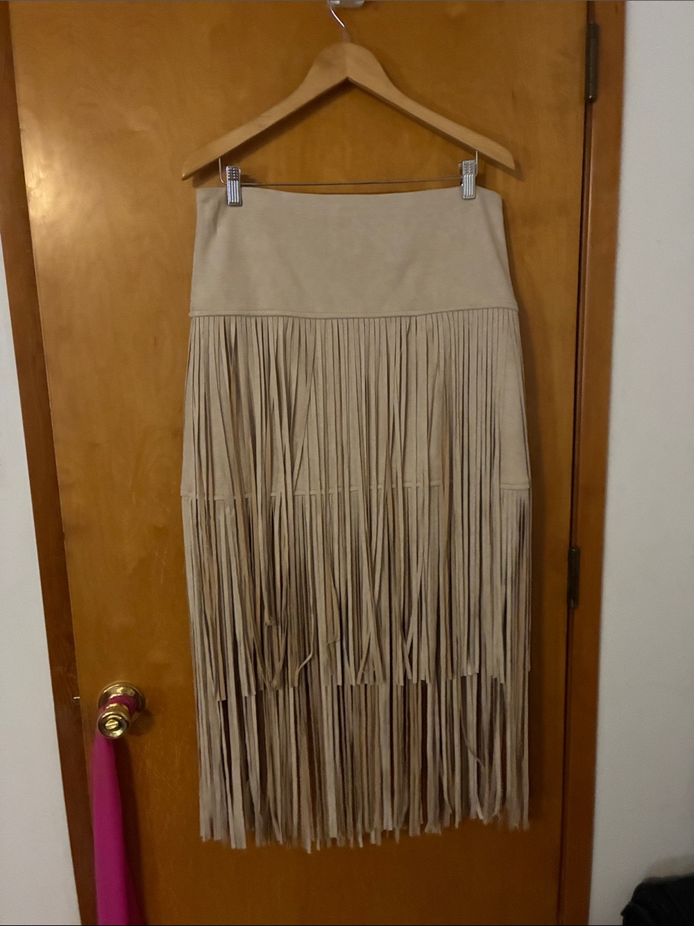 SHEIN Beige Fringe Maxi Skirt